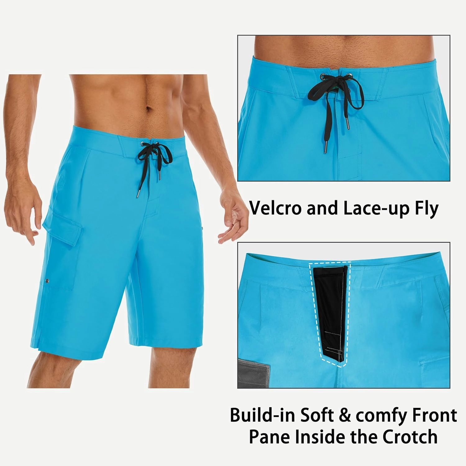 22" Men's Board Shorts Swimwear No Mesh Lining - Long Swim Trunks Surf Shorts Bathing Suit with Zipper Pocket UPF50 