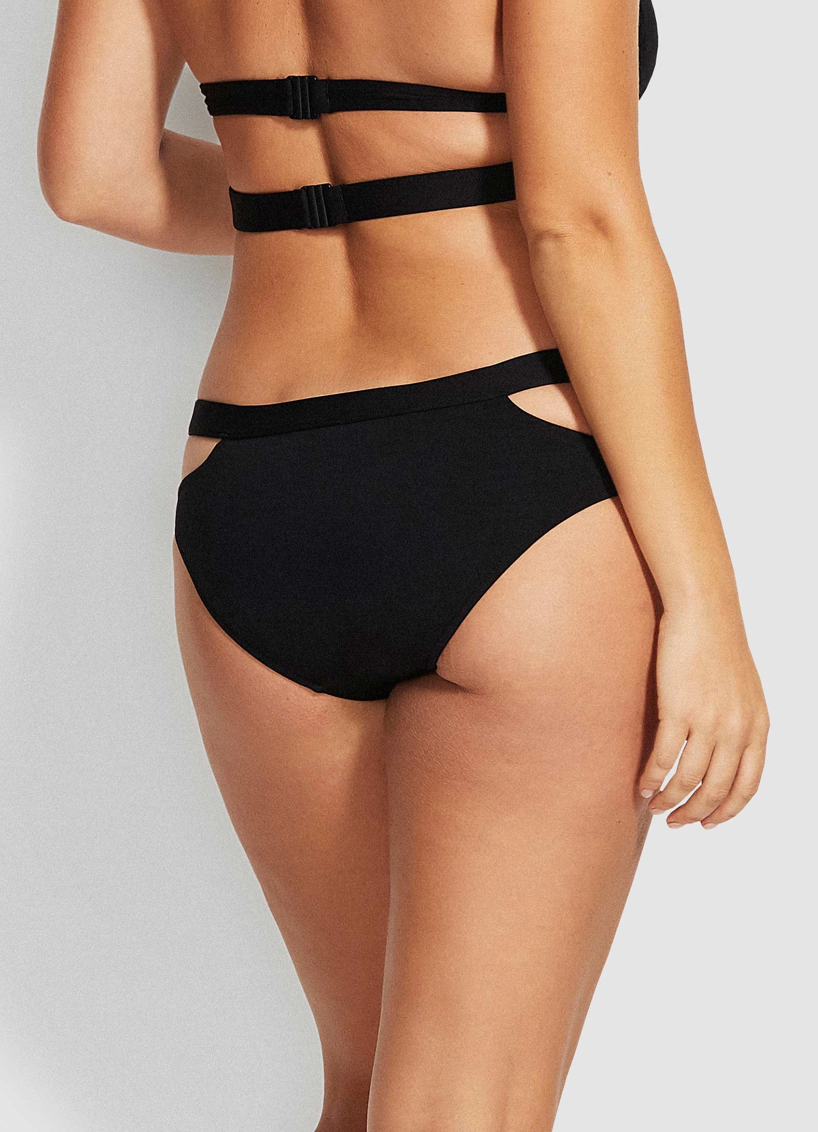Active Split Band Hipster Bikini Pants - Black