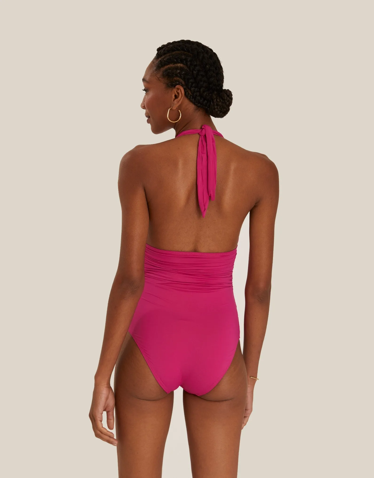 Adjustable Halter One Piece Carmine