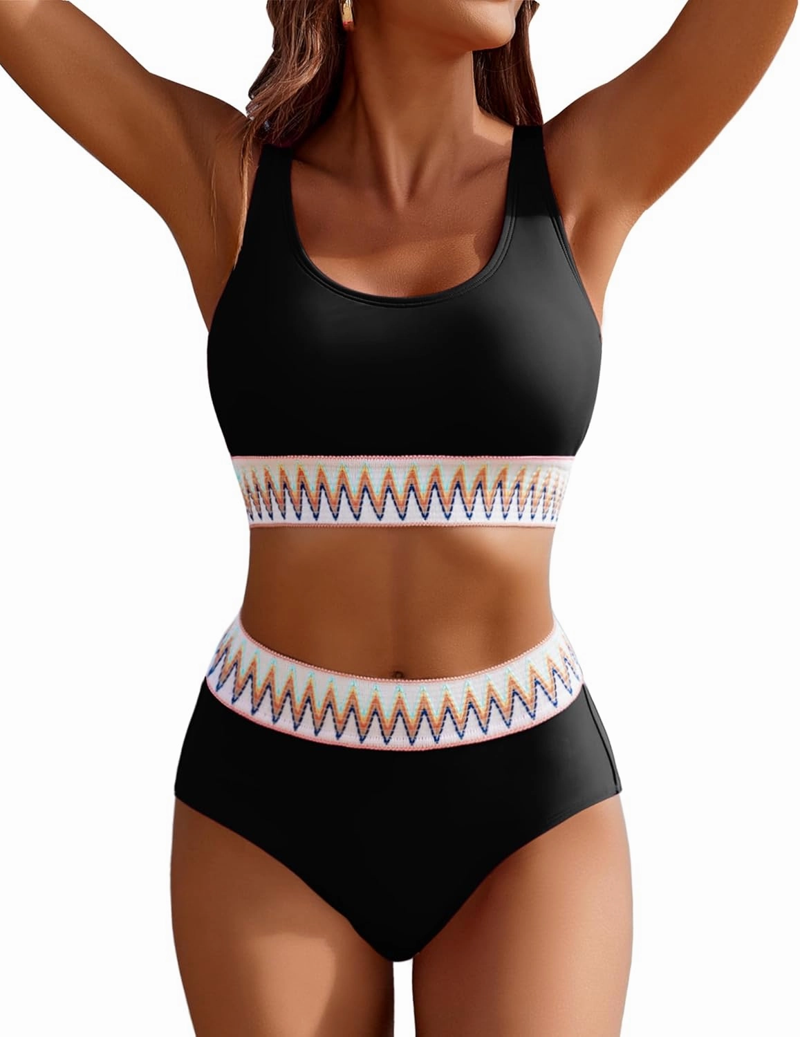 AI'MAGE Women's Bikini Sets High Waisted Two Piece Sporty Swimsuits High Cut Tummy Control Bathing Suits