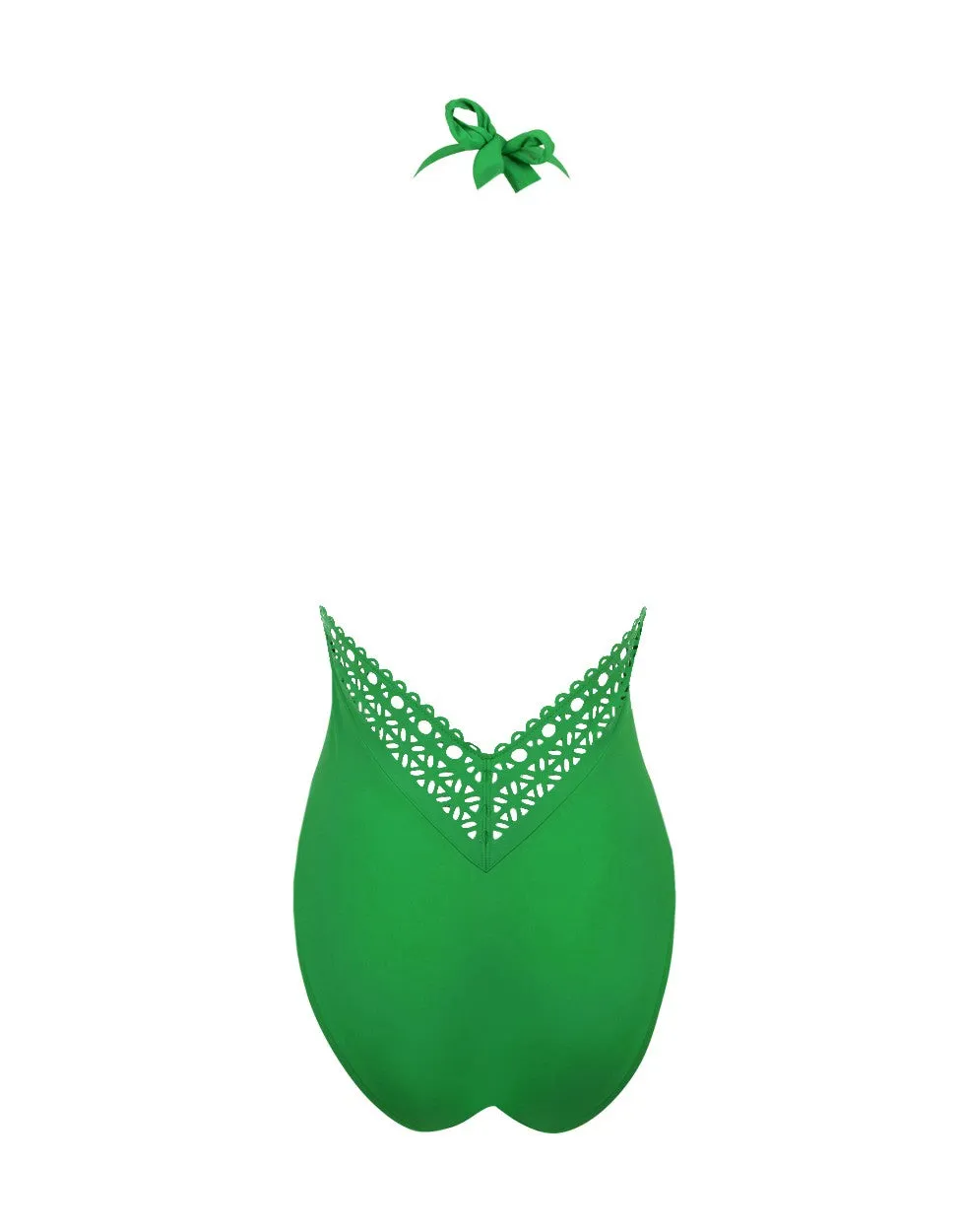 Ajourage Plunge Front One Piece Swimsuit, Anis Green