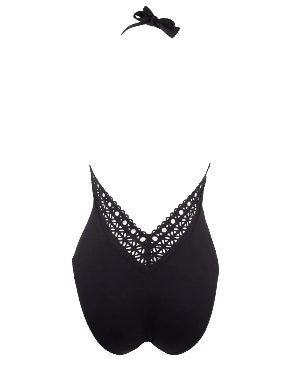 Ajourage Plunge Front One Piece Swimsuit, Black