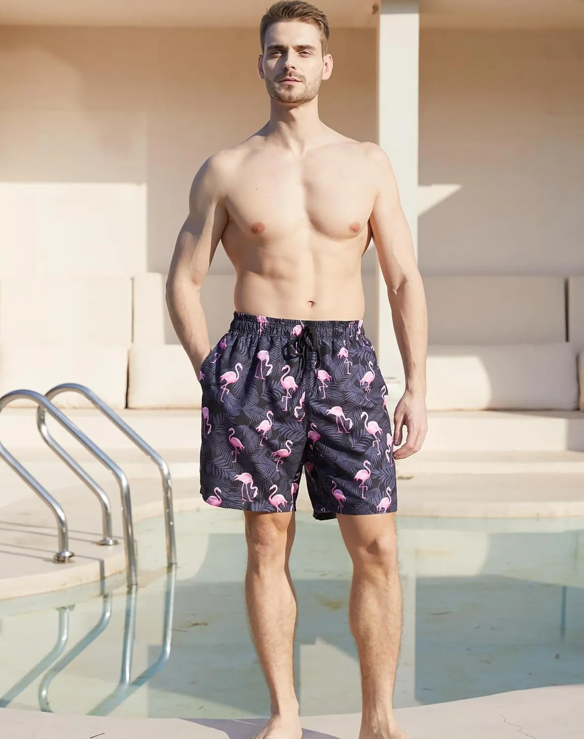 ALISISTER Mens Swim Trunks with Compression Liner Bathing Suit Summer Swimming Shorts