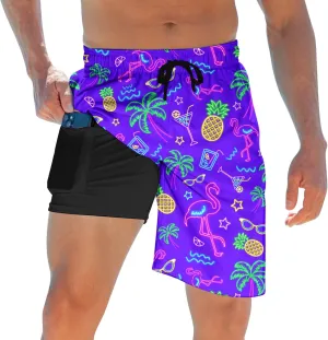 ALISISTER Mens Swim Trunks with Compression Liner Bathing Suit Summer Swimming Shorts