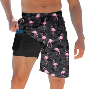ALISISTER Mens Swim Trunks with Compression Liner Bathing Suit Summer Swimming Shorts
