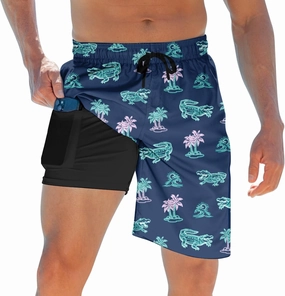 ALISISTER Mens Swim Trunks with Compression Liner Bathing Suit Summer Swimming Shorts