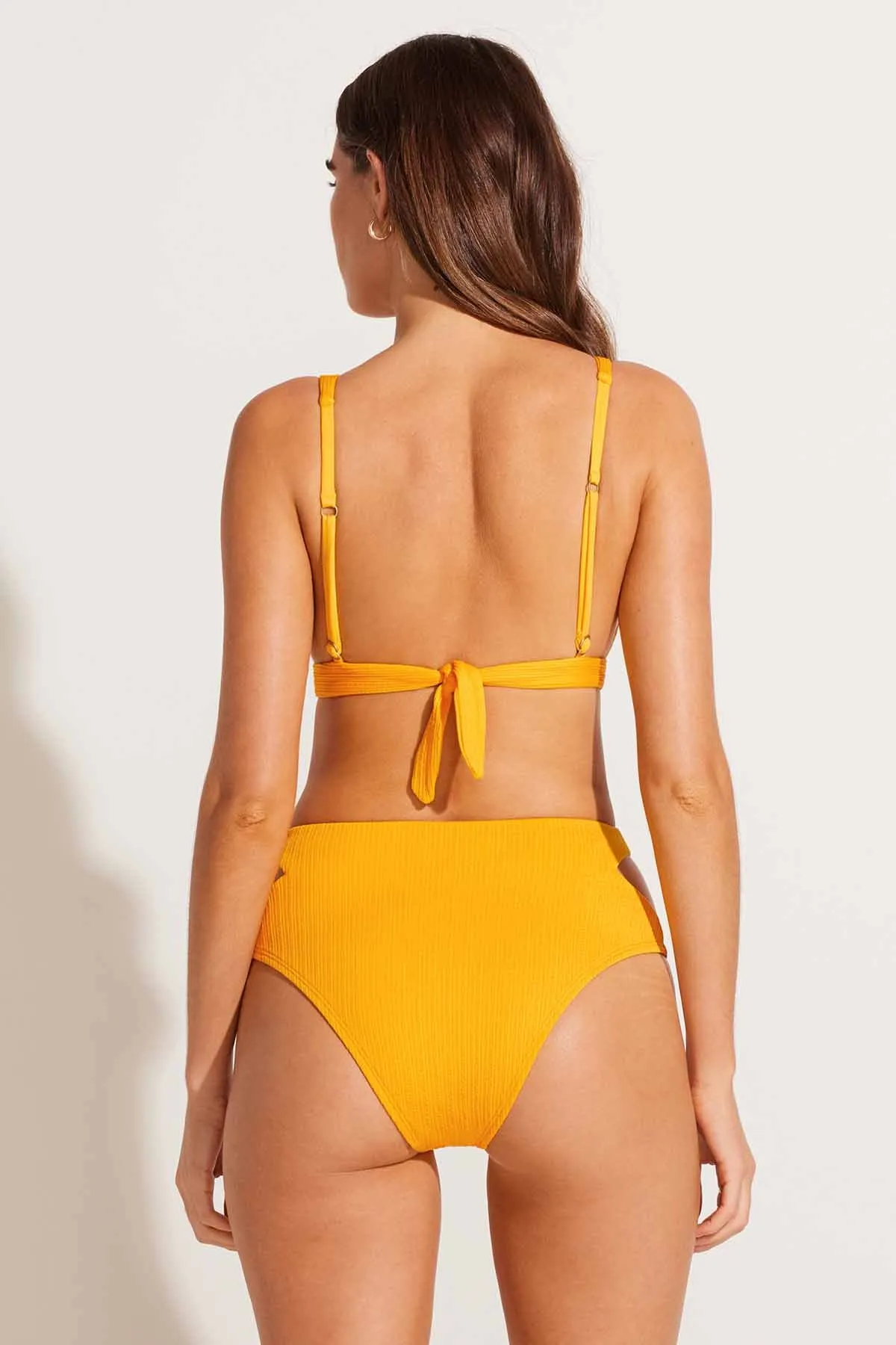 Amara High Waist Bottom - Sunflower Pucker Rib