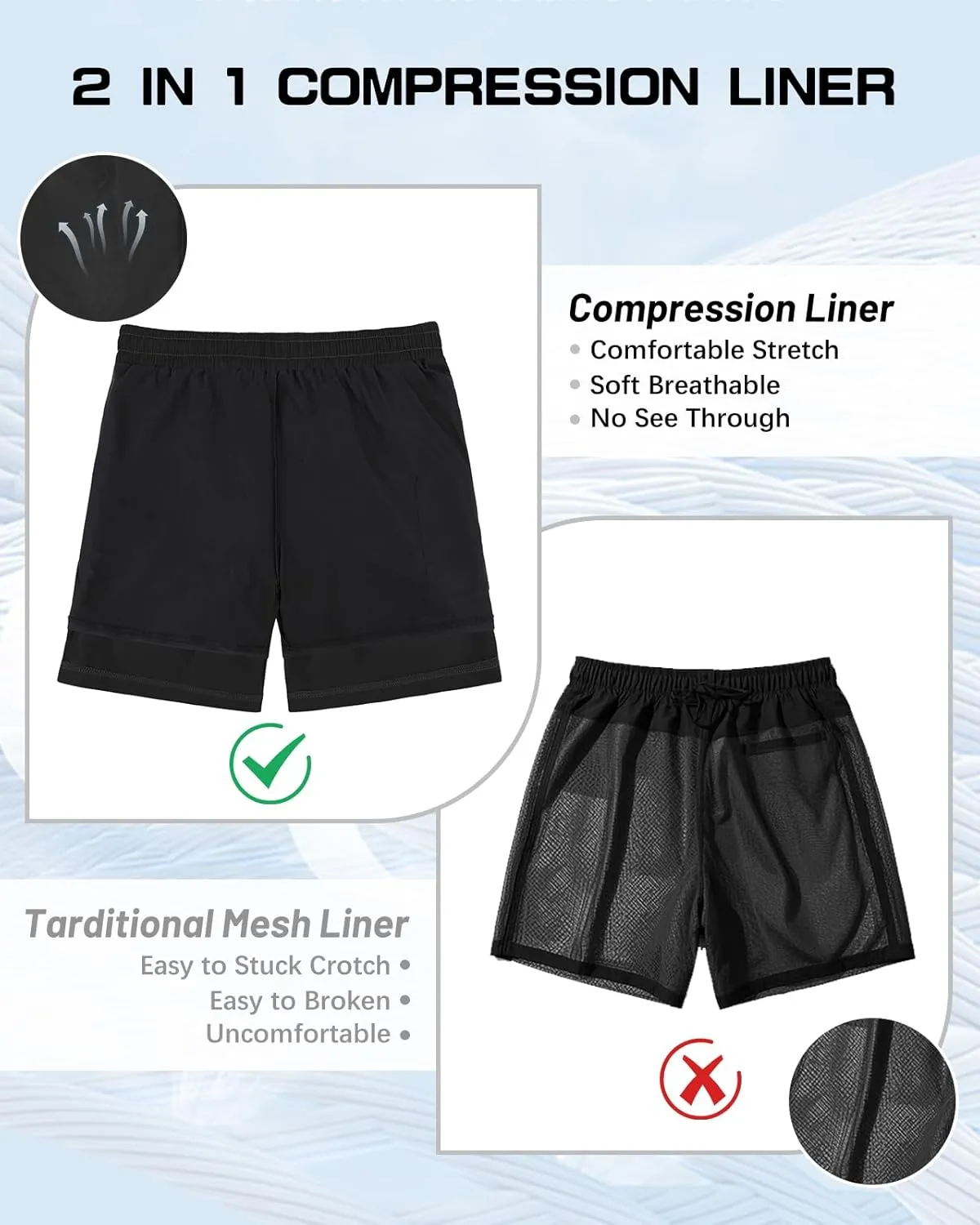 American Trends Mens Swim Trunks with Compression Liner Board Shorts for Men Quick Dry Swimsuits Bathing Suit Swimwear M-XXL