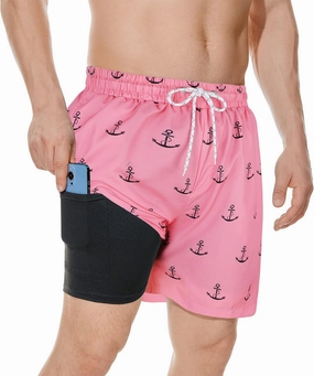American Trends Men's Swim Trunks Board Shorts Quick Dry Mens Swimming Trunks with Compression Liner