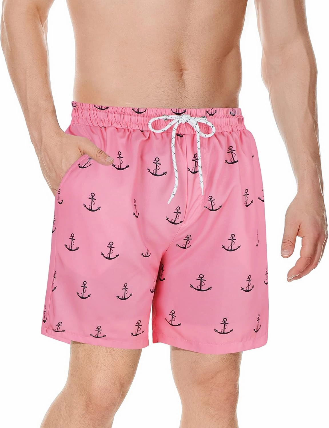 American Trends Men's Swim Trunks Board Shorts Quick Dry Mens Swimming Trunks with Compression Liner