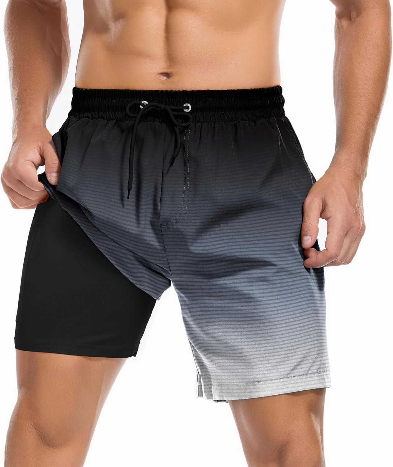 American Trends Mens Swim Trunks with Compression Liner Board Shorts for Men Quick Dry Swimsuits Bathing Suit Swimwear M-XXL