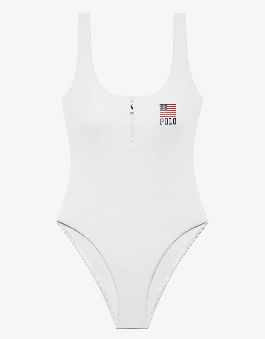 Americana Zipper Scoop Tank Swimsuit - White