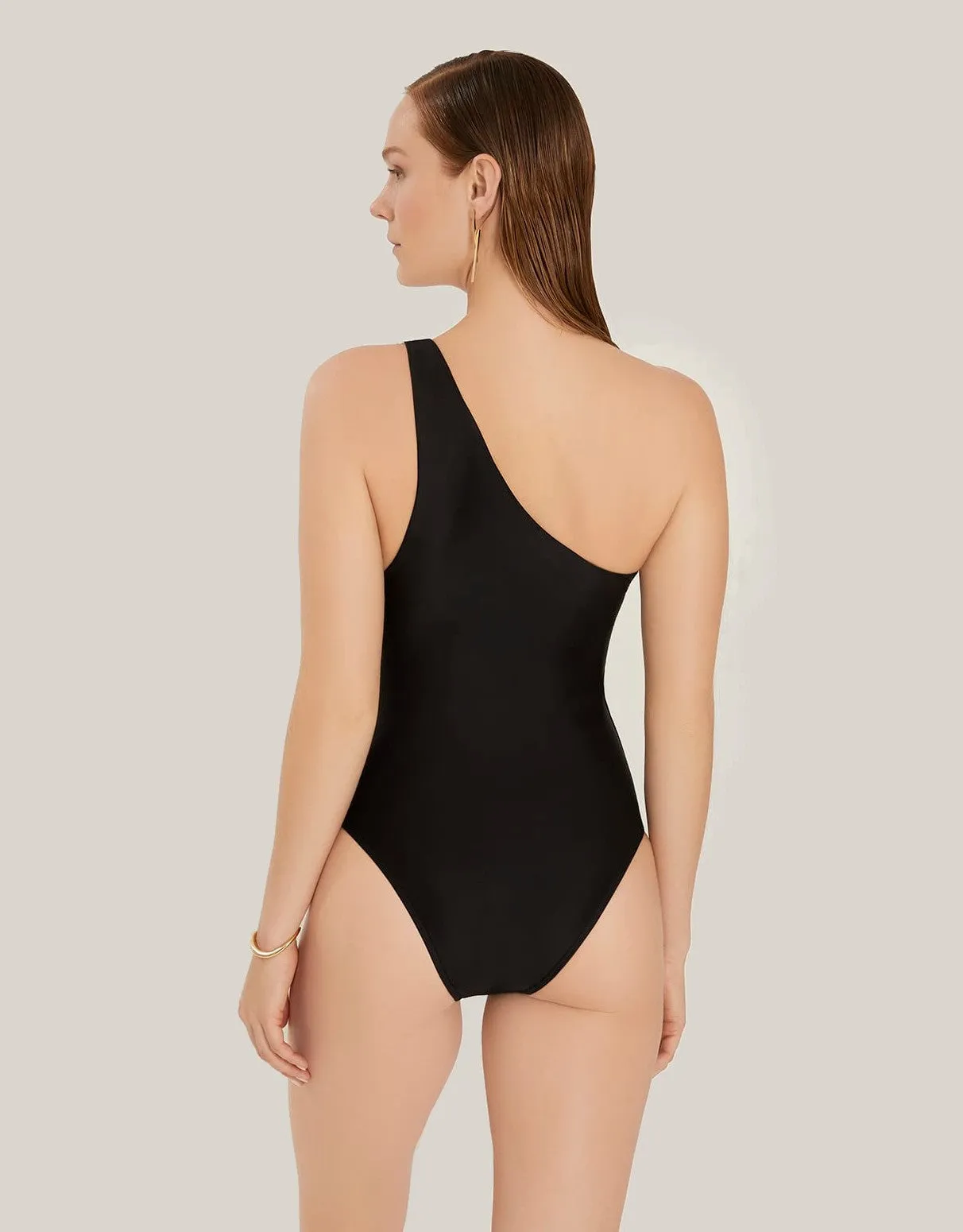Amorphous Shoulder One Piece Black