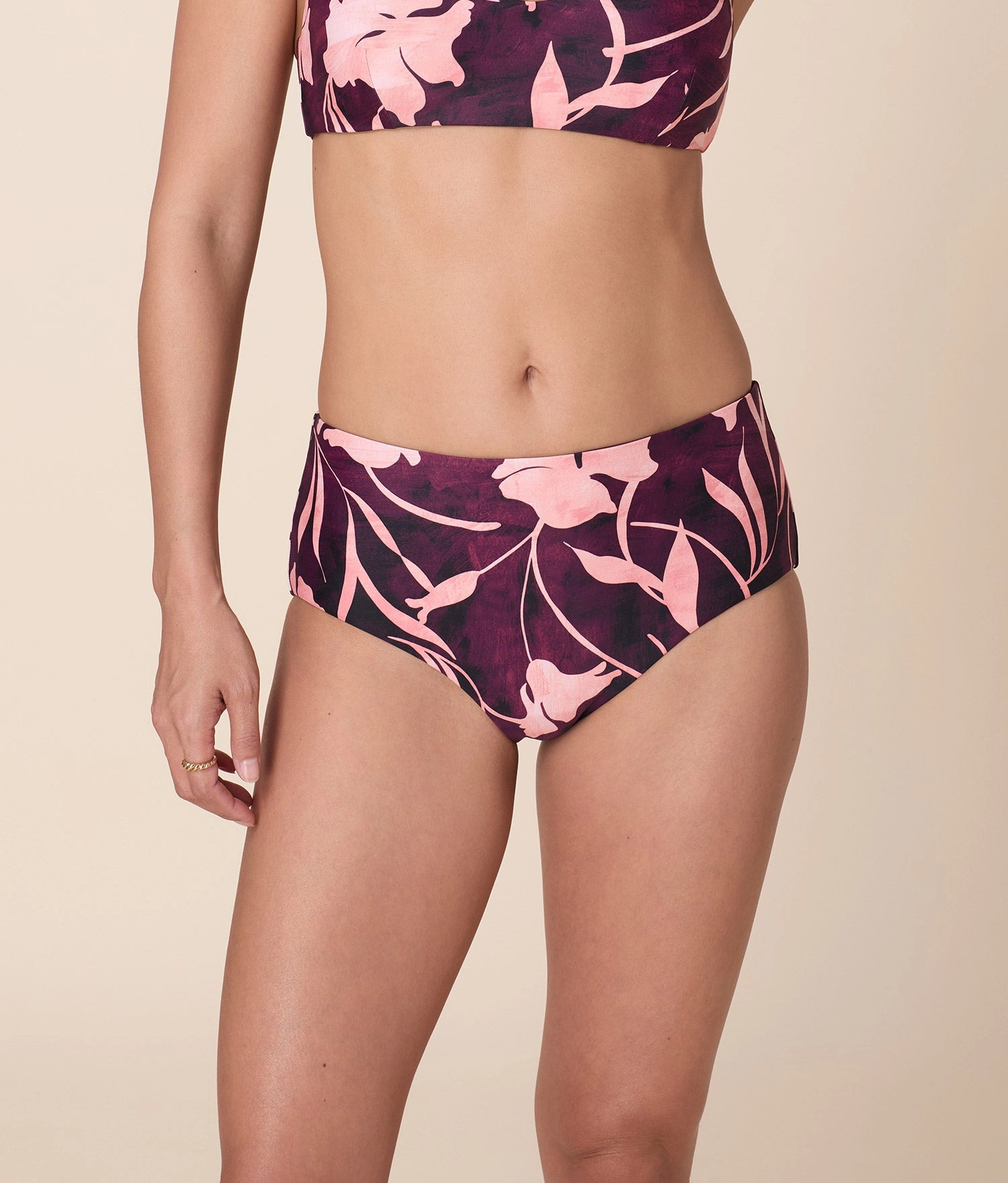 Andie X Lands End Tugless High Waist Bikini Bottom - Eco Nylon - Abstract Floral