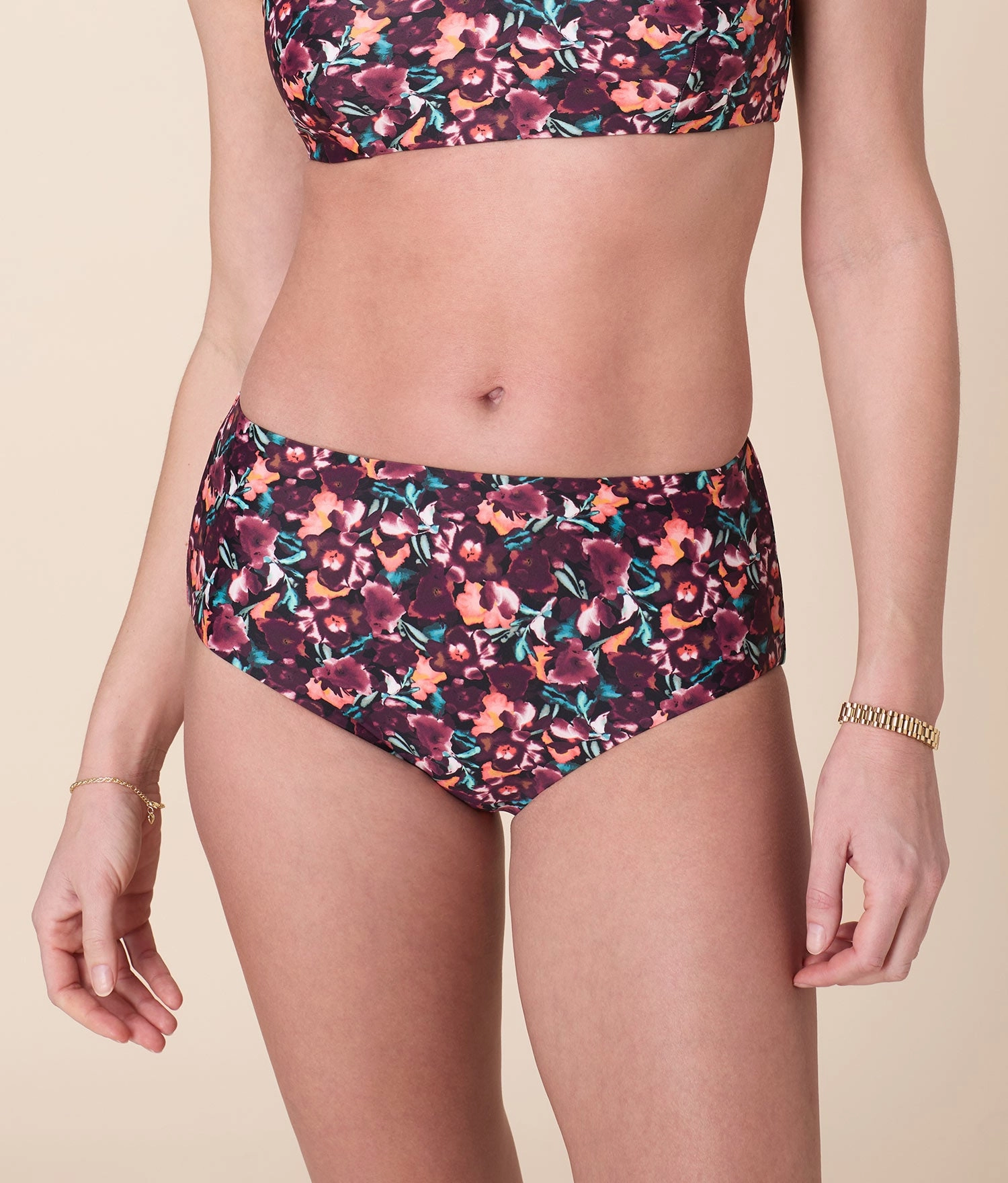 Andie X Lands End Tugless High Waist Bikini Bottom - Eco Nylon - Multi Floral
