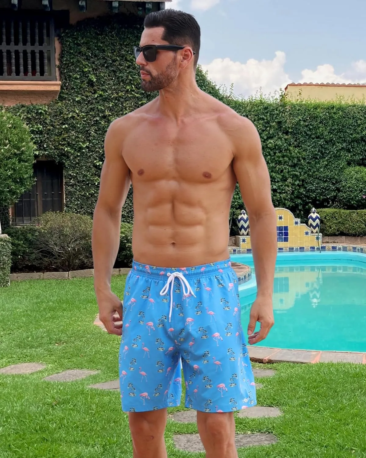 Angel season Men's 7" Quick Dry Swim Trunks with Compression Liner 2025 New Beach Board Shorts Bathing Suit with Pockets