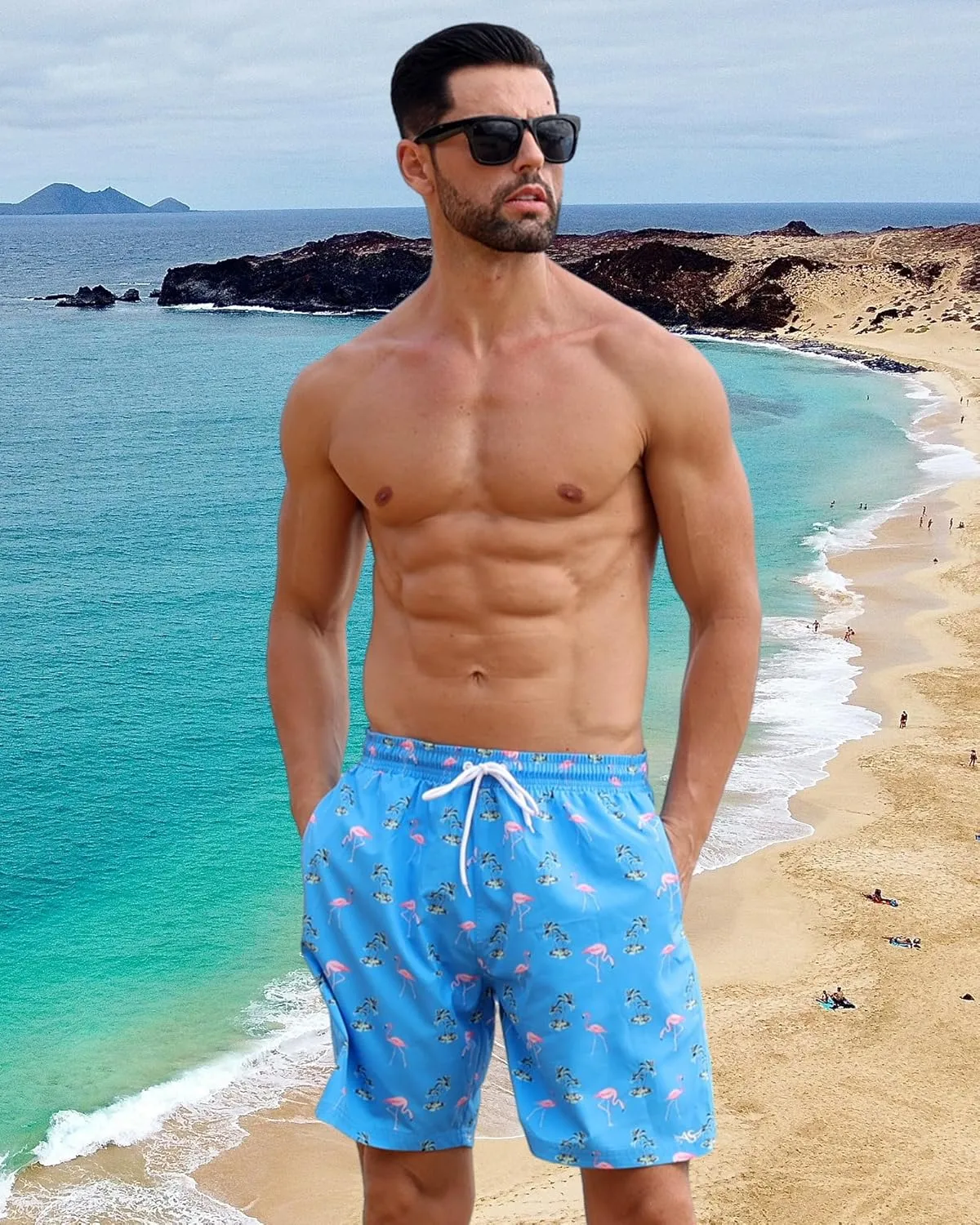Angel season Men's 7" Quick Dry Swim Trunks with Compression Liner 2025 New Beach Board Shorts Bathing Suit with Pockets