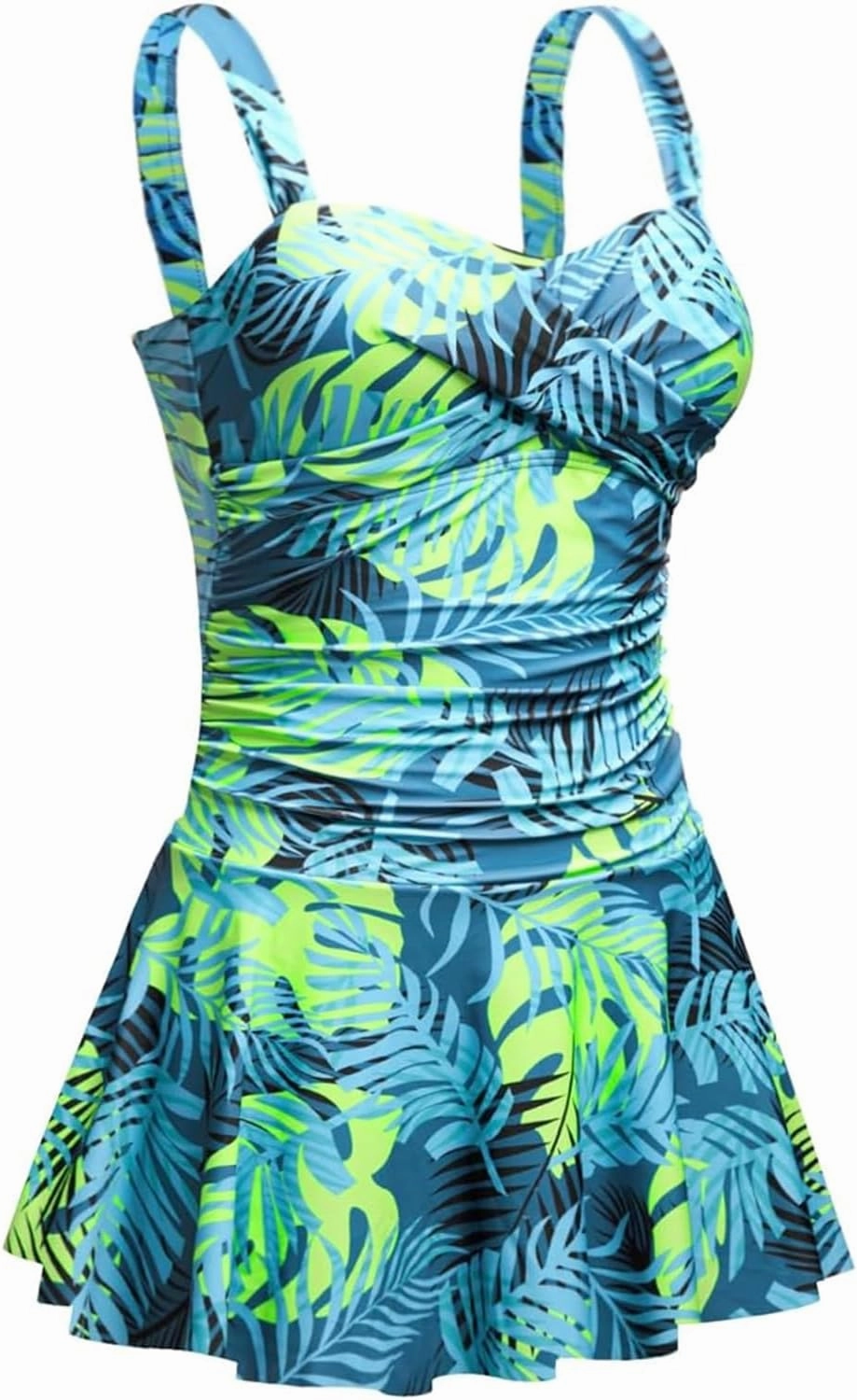 Aqua Eve One Piece Swim Dress Tummy Control Swimsuit with Skirt Modest Bathing Suit Vintage Swimdress