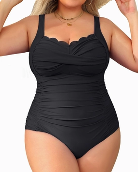 Aqua Eve Womens Plus Size One Piece Swimsuit- Tummy Control Bathing Suit Full Coverage Swimwear
