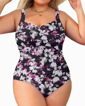 Aqua Eve Womens Plus Size One Piece Swimsuit- Tummy Control Bathing Suit Full Coverage Swimwear