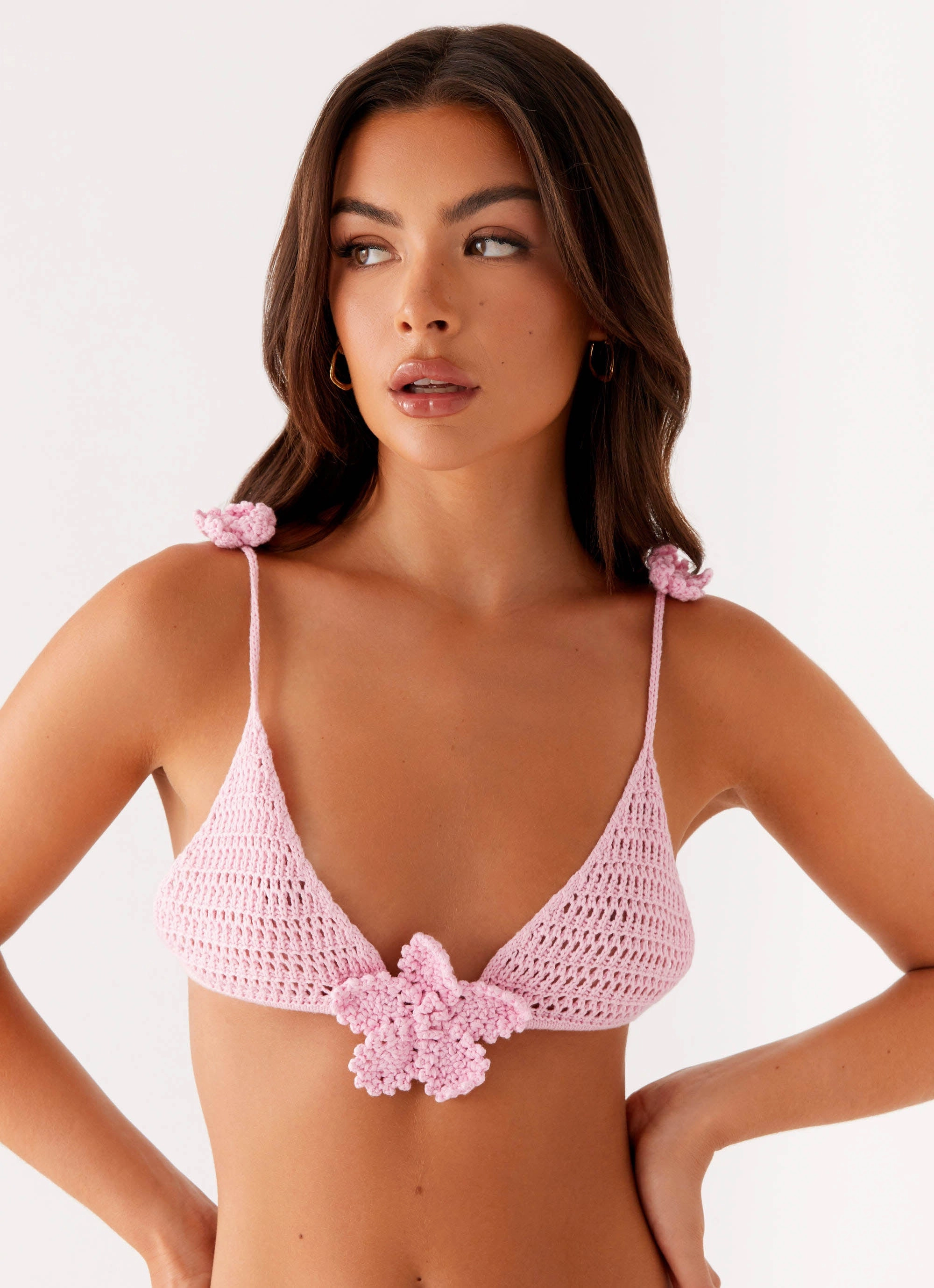 Aziza Crochet Bikini Top - Pink