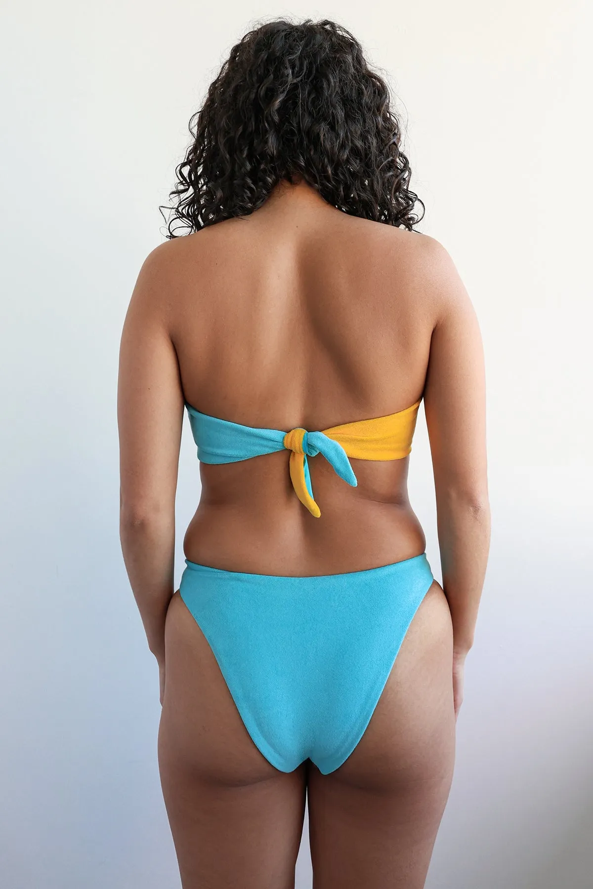 Azure Terry Bandeau Super Cheeky Set