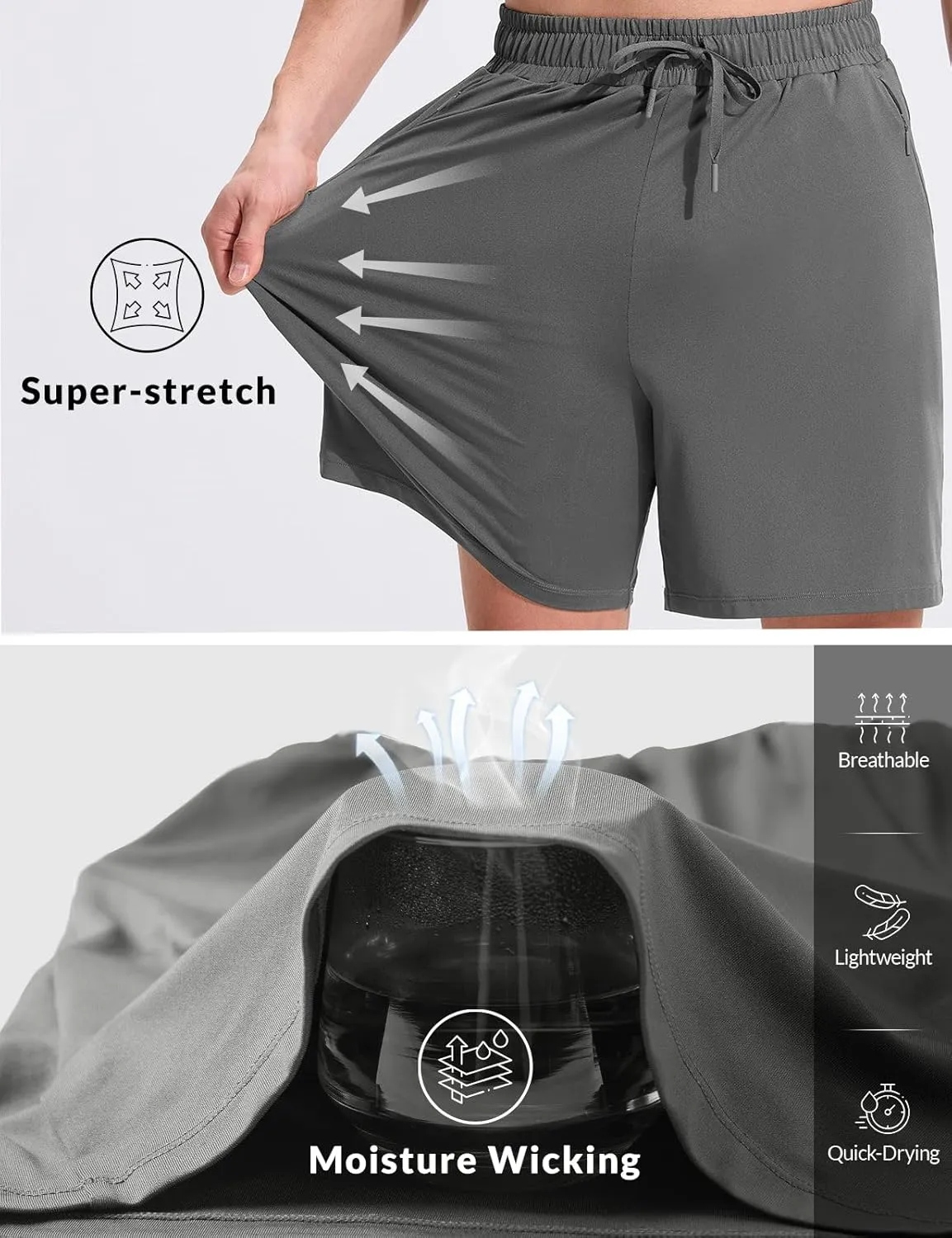 baleaf Mens Swim Trunks with Compression Liner 5 & 7 inch Quick Dry Bathing Suit Swim Shorts with Zippered Pockets