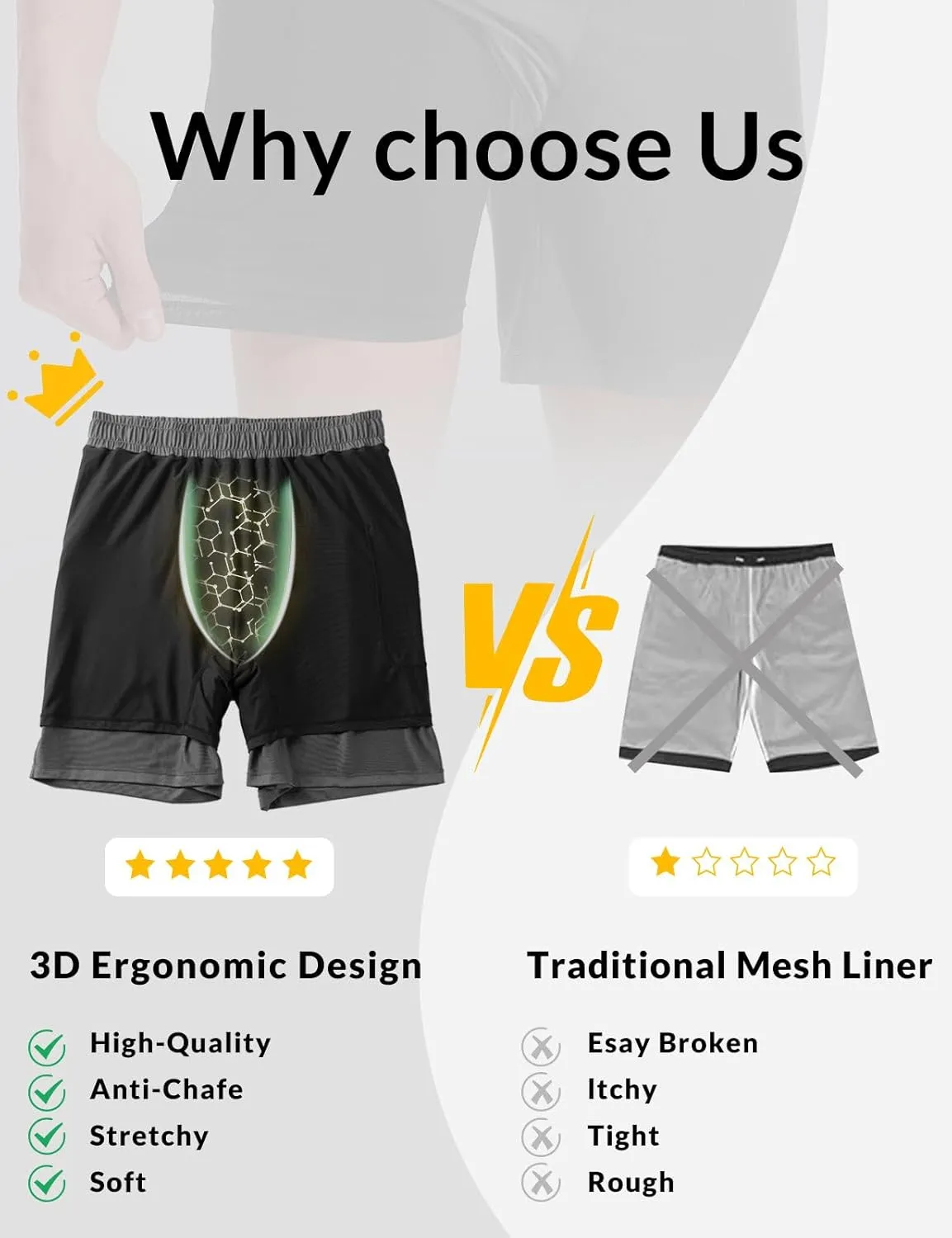 baleaf Mens Swim Trunks with Compression Liner 5 & 7 inch Quick Dry Bathing Suit Swim Shorts with Zippered Pockets
