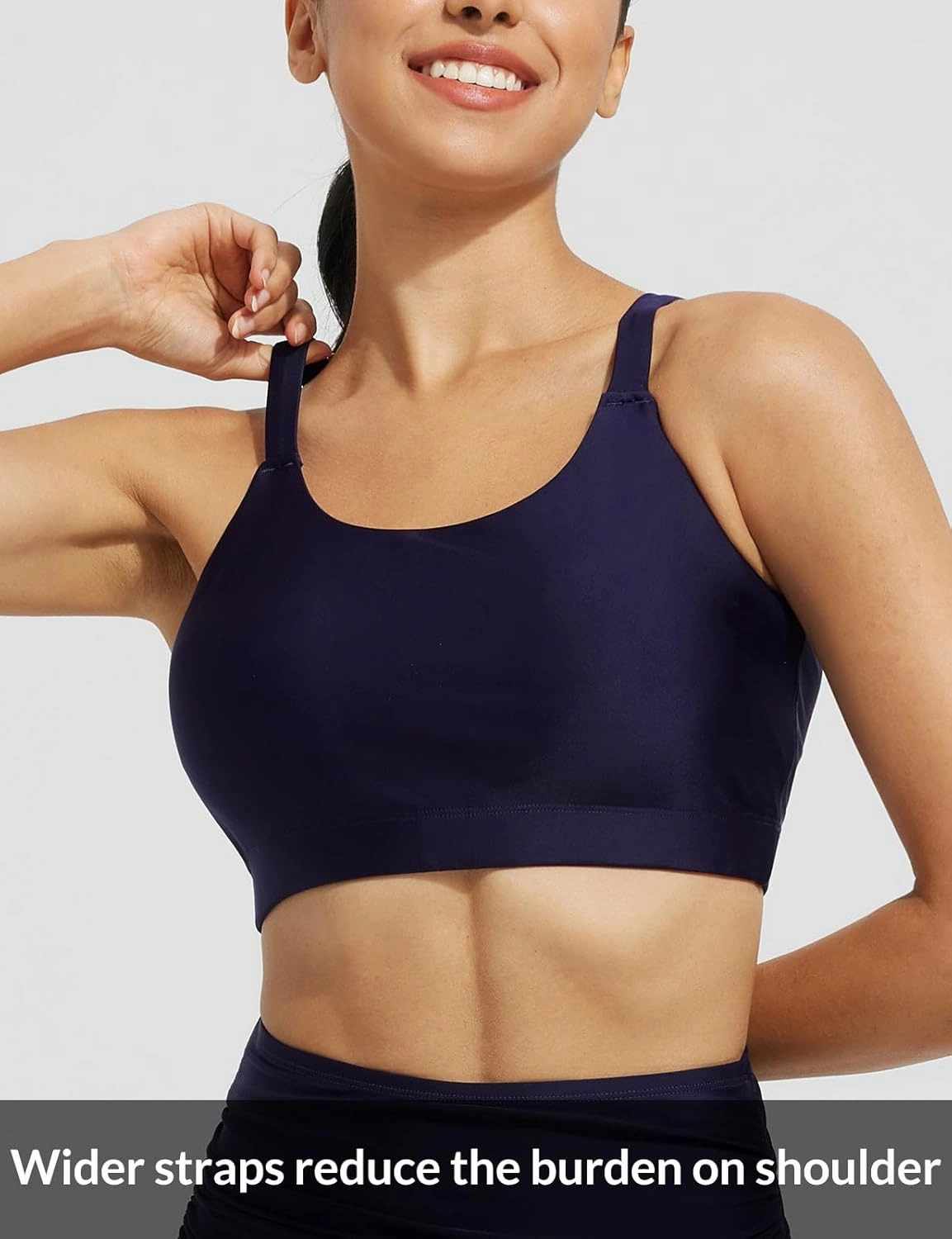 baleaf Women's Swim Bra High Neck Bikini Tops Adjustable Bathing Suit Tops Sports Bra Removable Padded