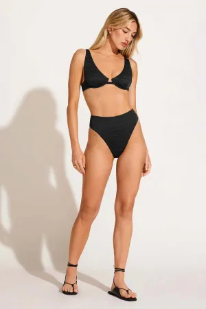 Barcelona Bottom - Black Seersucker Stripe