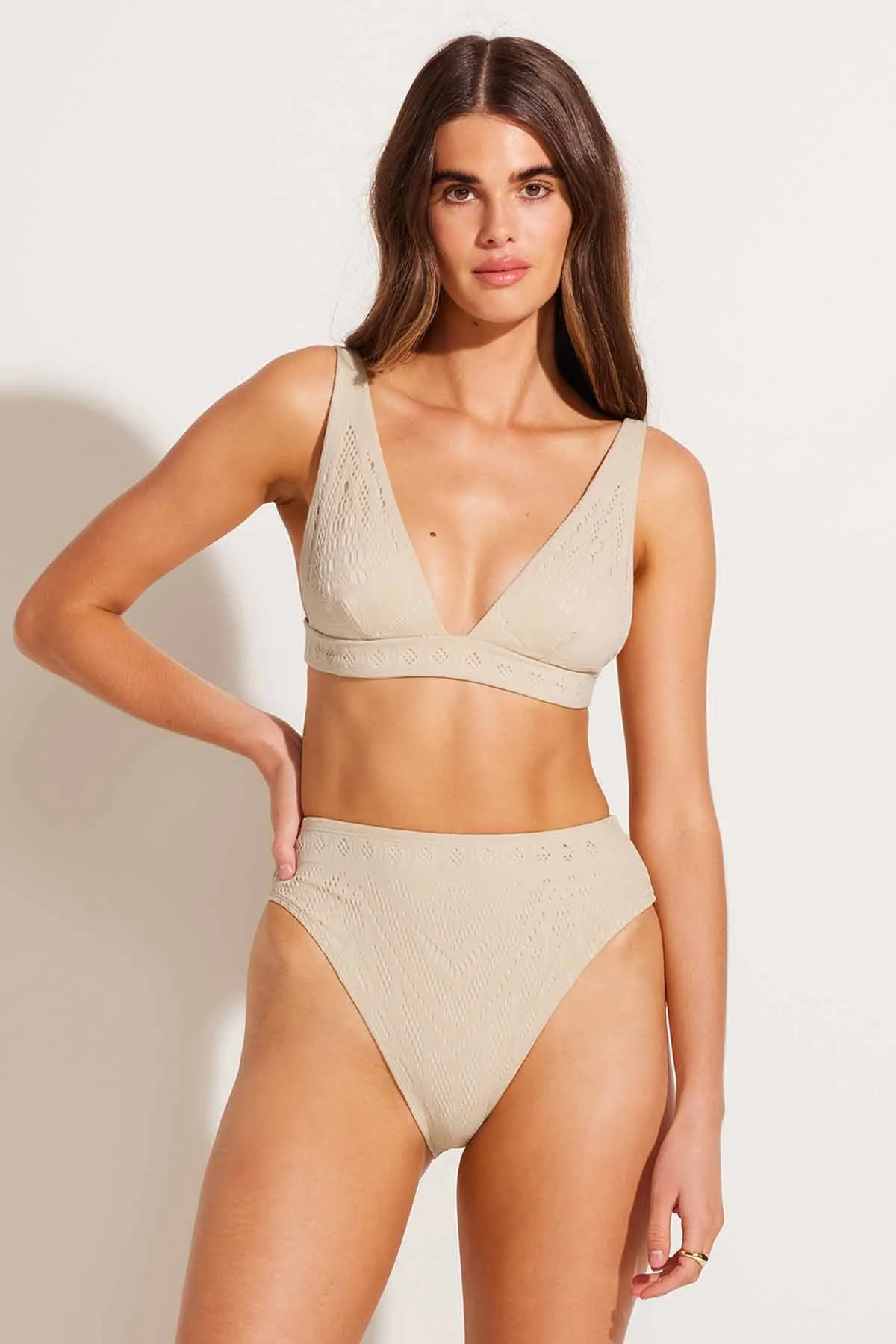 Barcelona High Waist Bottom - Natural Calico Crochet