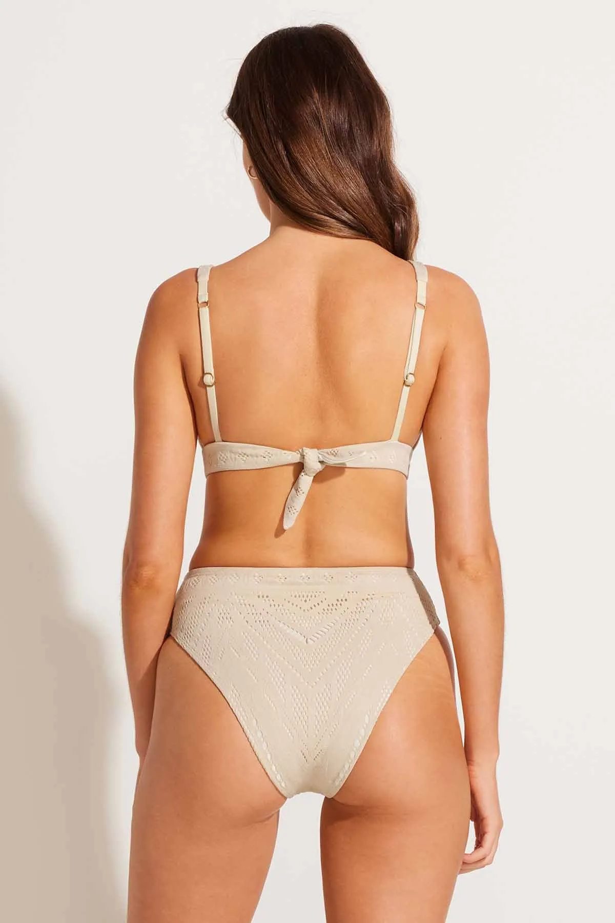 Barcelona High Waist Bottom - Natural Calico Crochet