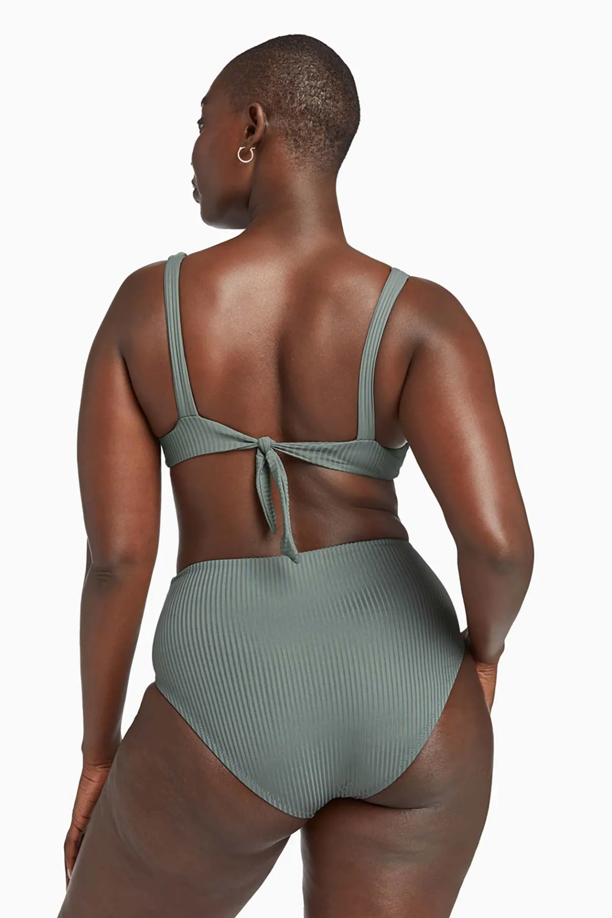 Barcelona High Waist Full Cut Bottom - Sea Green EcoRib