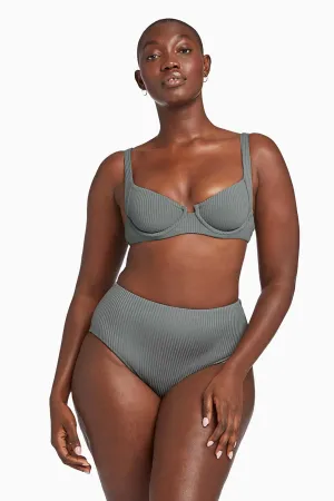 Barcelona High Waist Full Cut Bottom - Sea Green EcoRib