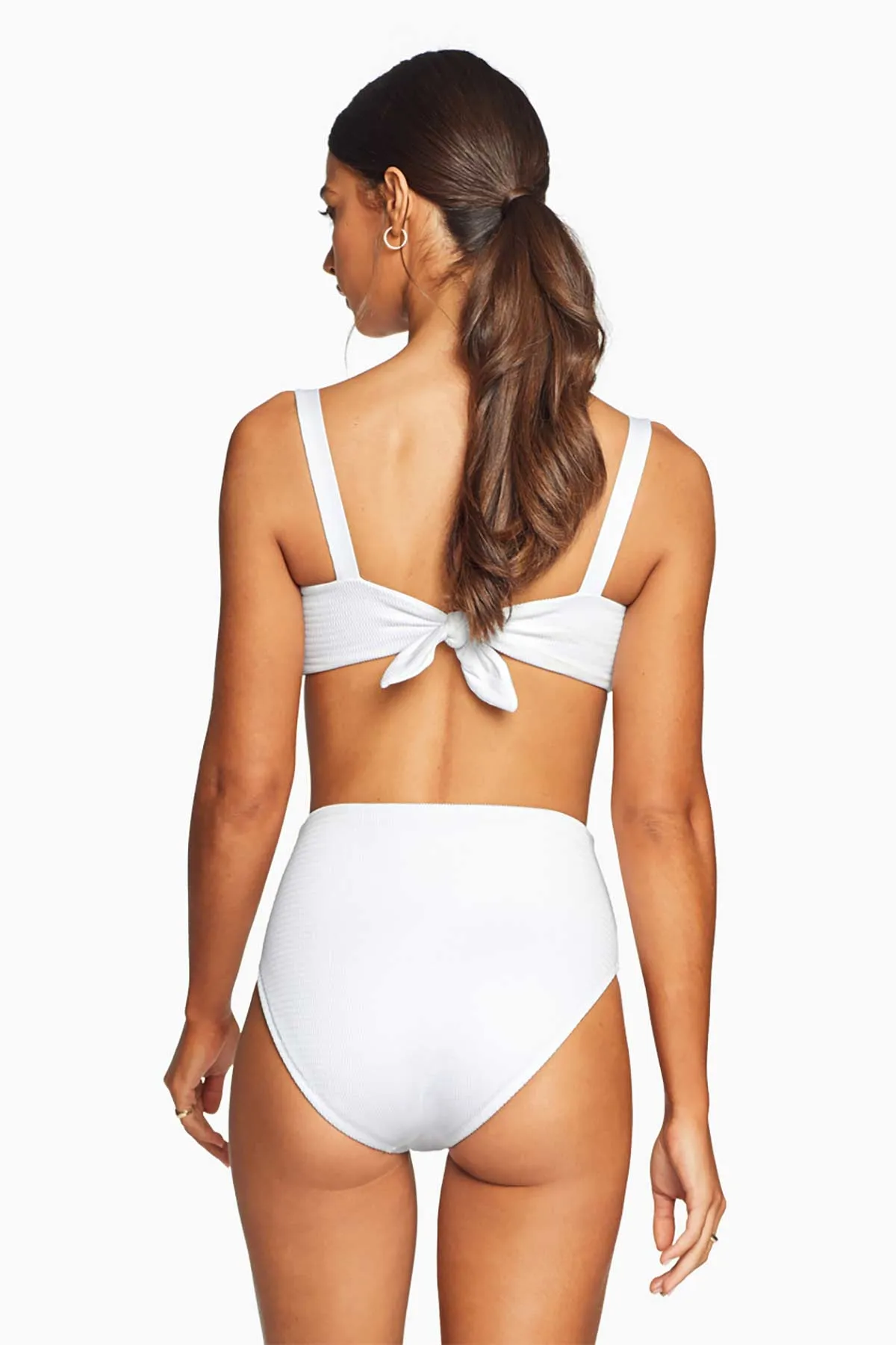 Barcelona High Waist Full Cut Bottom - White EcoTex