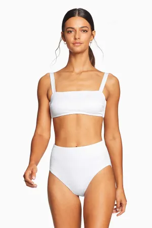 Barcelona High Waist Full Cut Bottom - White EcoTex