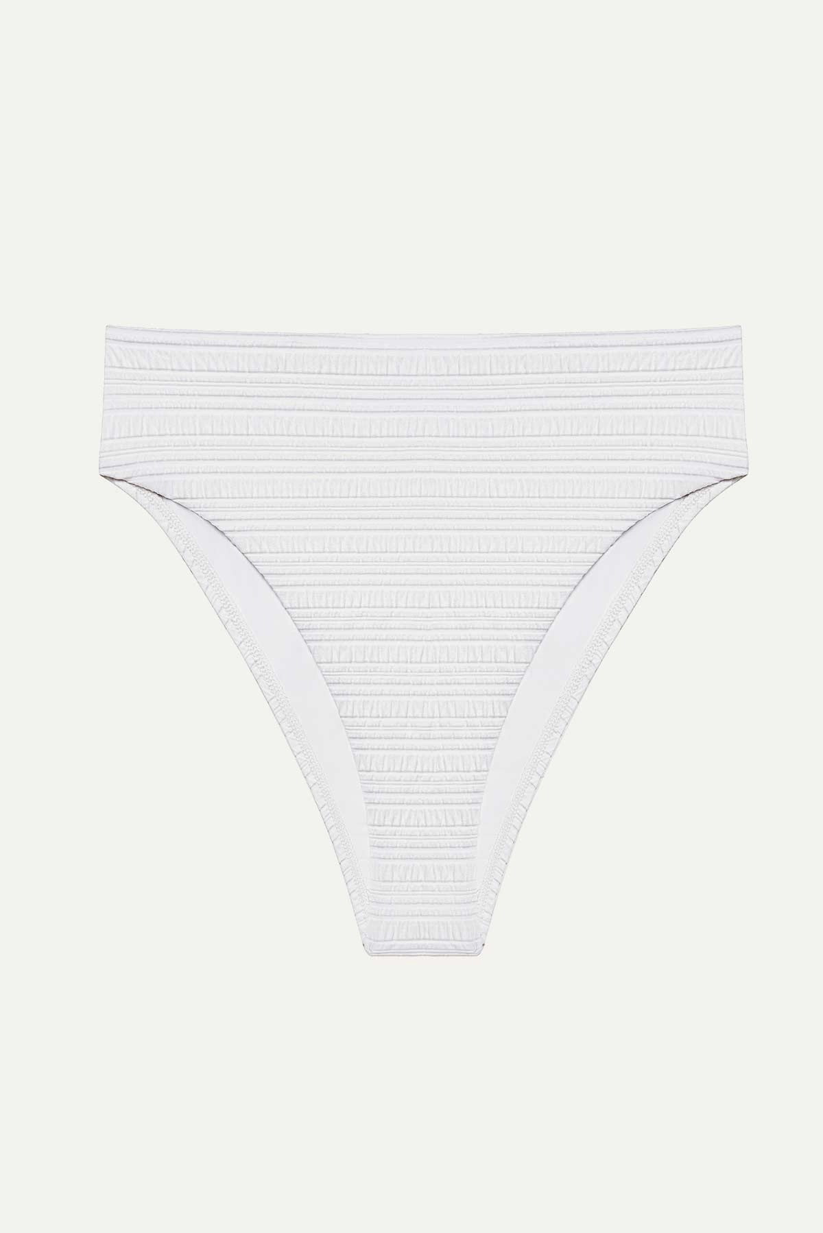 Barcelona High Waist Bottom - White Seersucker Stripe