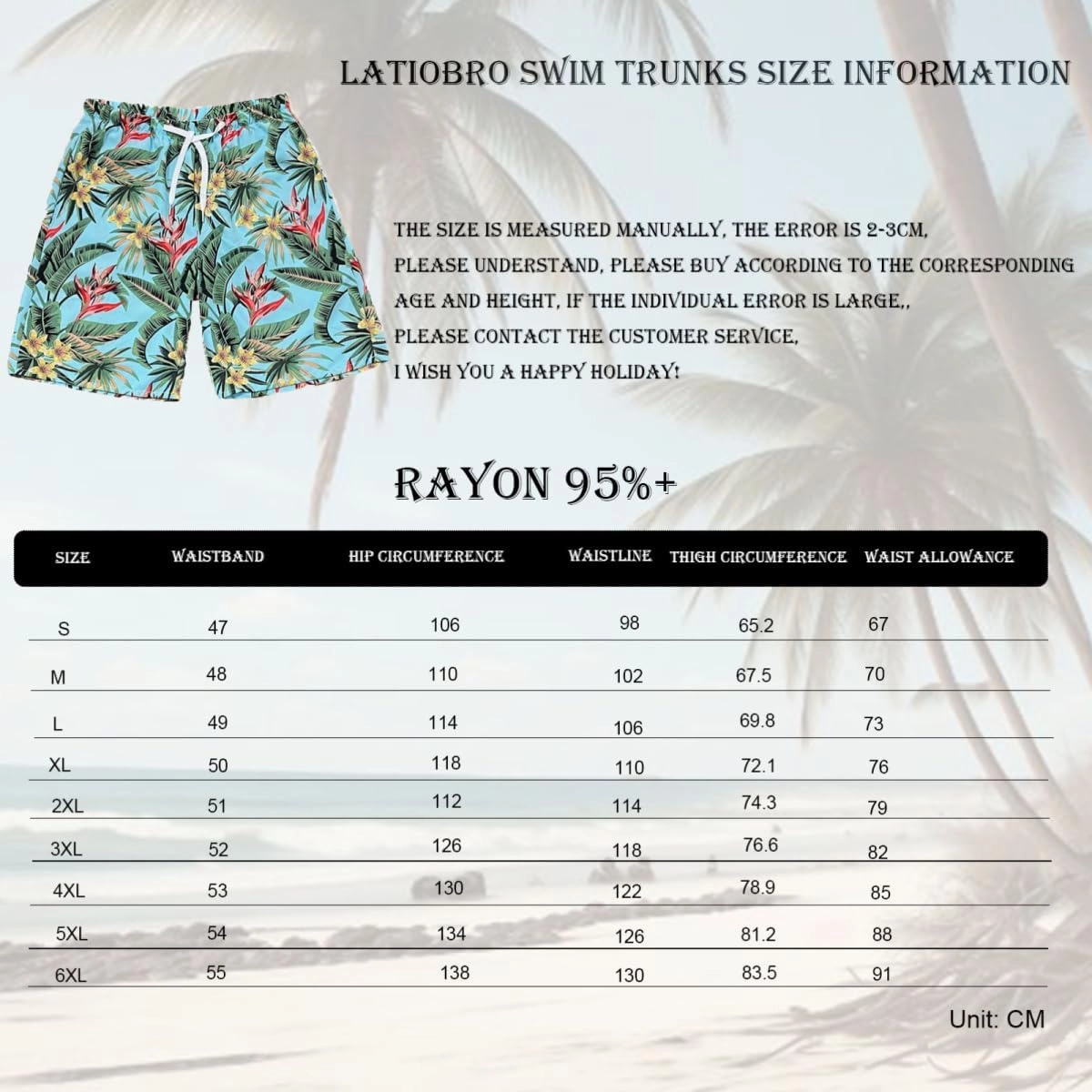 Beach Shorts for Men Summer 3-Pockets Quick-Dry Tropical Tree Printing Lace-Up Beach Shorts Swim Trunks Mens