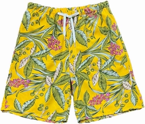 Beach Shorts for Men Summer 3-Pockets Quick-Dry Tropical Tree Printing Lace-Up Beach Shorts Swim Trunks Mens