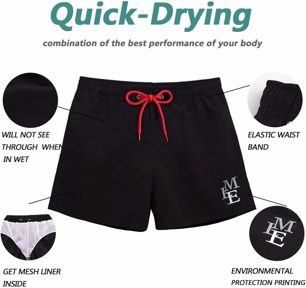 Beach Shorts Swim Trunks Quick Dry Men's Bathing Suit with Mesh Lining/Side Pockets