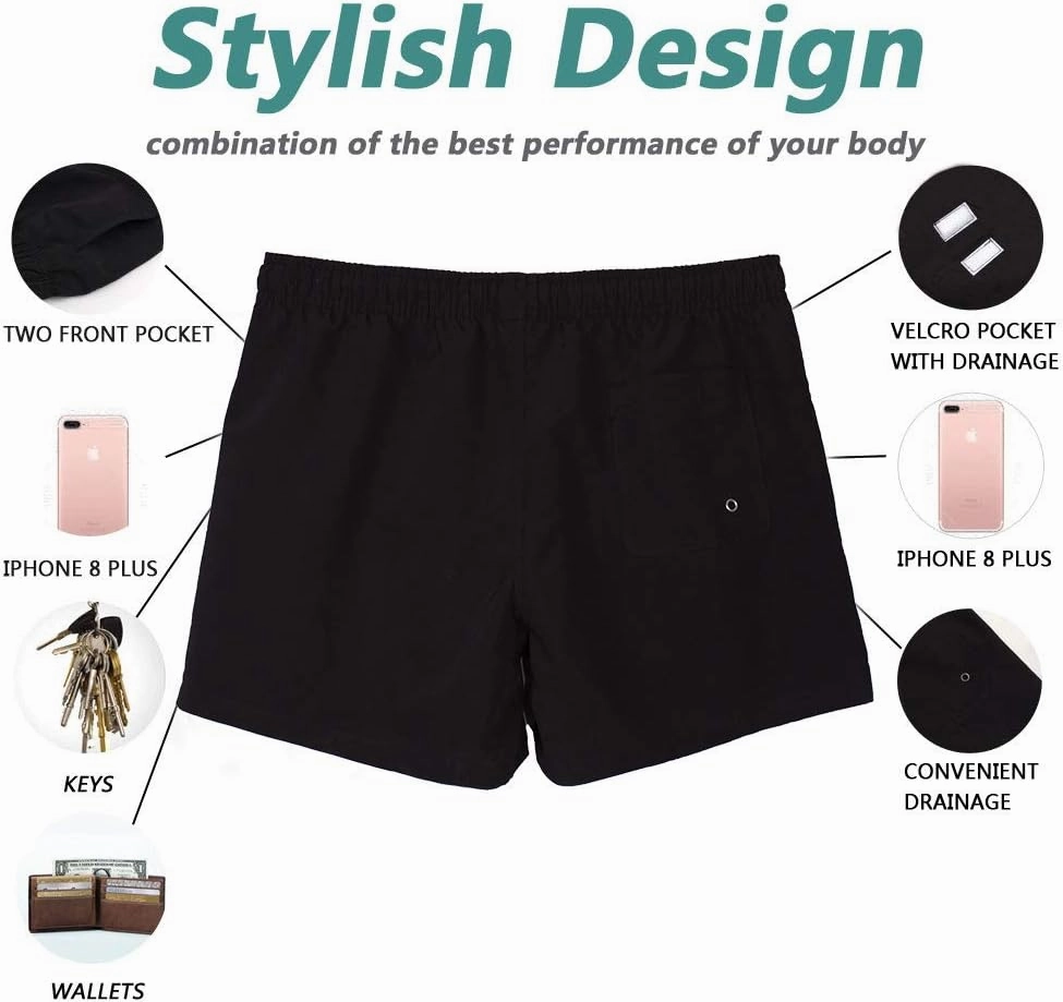 Beach Shorts Swim Trunks Quick Dry Men's Bathing Suit with Mesh Lining/Side Pockets