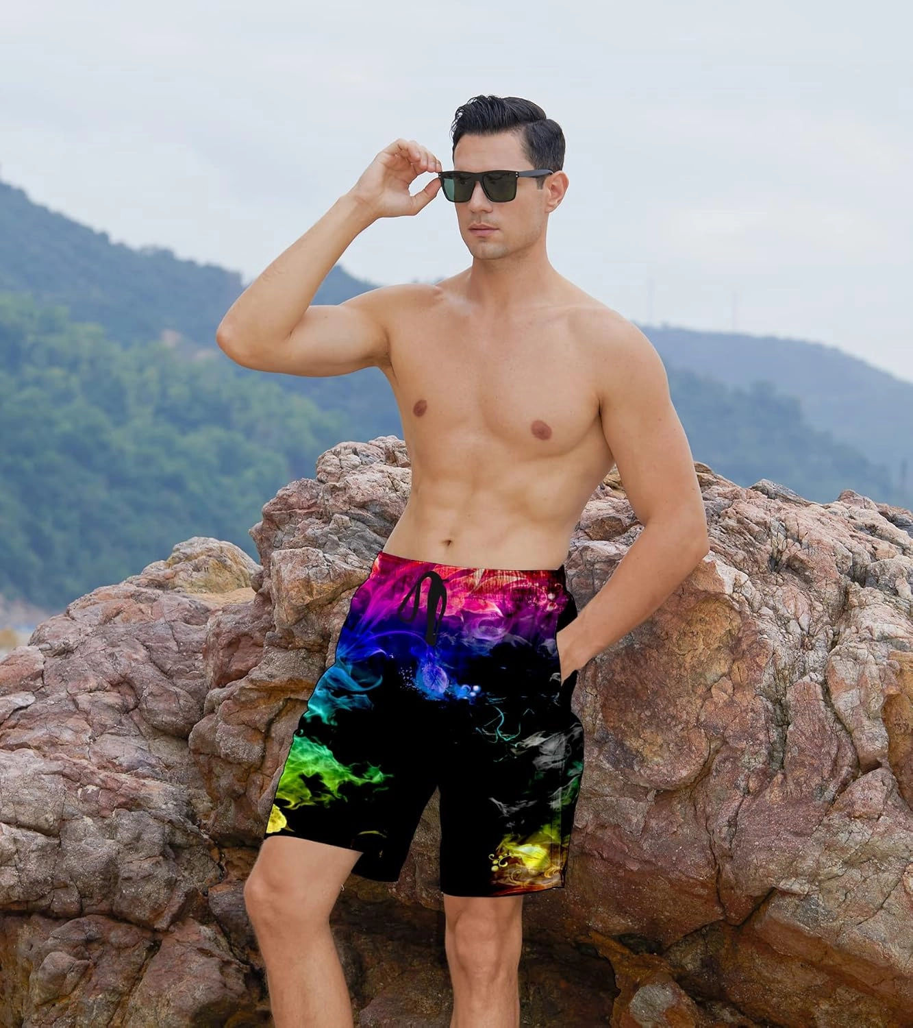 Belovecol Mens Swim Trunks Summer Cool Quick Dry Board Shorts Bathing Suit with Side Pockets Mesh Lining S-3XL