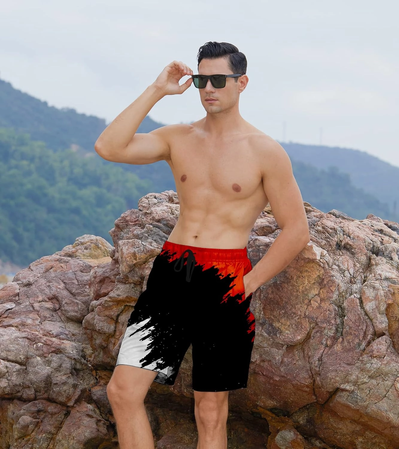 Belovecol Mens Swim Trunks Summer Cool Quick Dry Board Shorts Bathing Suit with Side Pockets Mesh Lining S-3XL