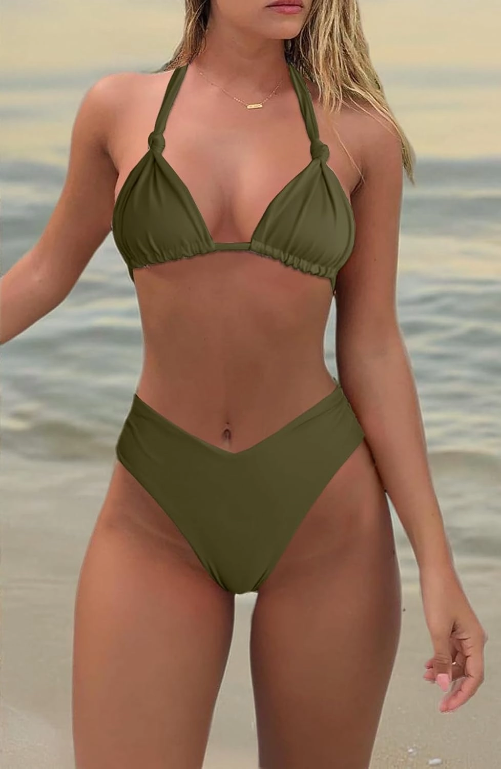Bikini Sets for Women Sexy Halter Triangle String Bikini Cheeky V Cut High Waisted Thong Swimsuits 2 Piece