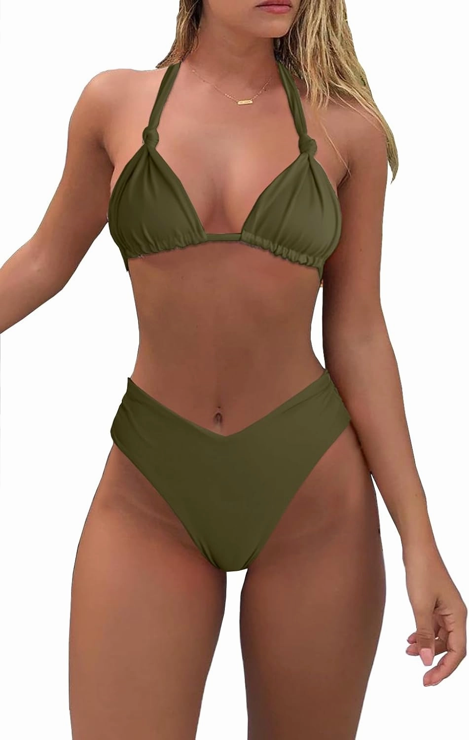Bikini Sets for Women Sexy Halter Triangle String Bikini Cheeky V Cut High Waisted Thong Swimsuits 2 Piece