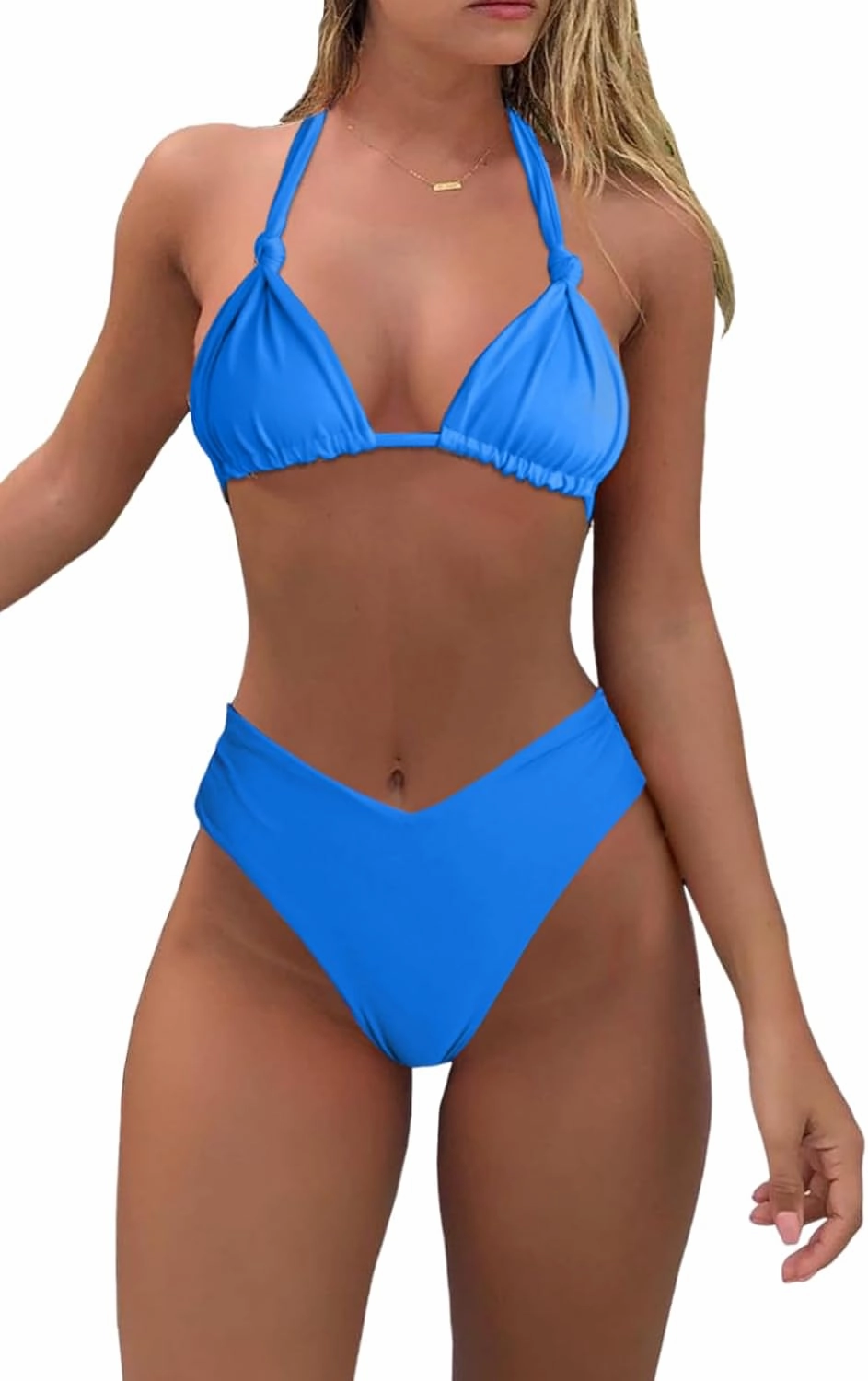 Bikini Sets for Women Sexy Halter Triangle String Bikini Cheeky V Cut High Waisted Thong Swimsuits 2 Piece