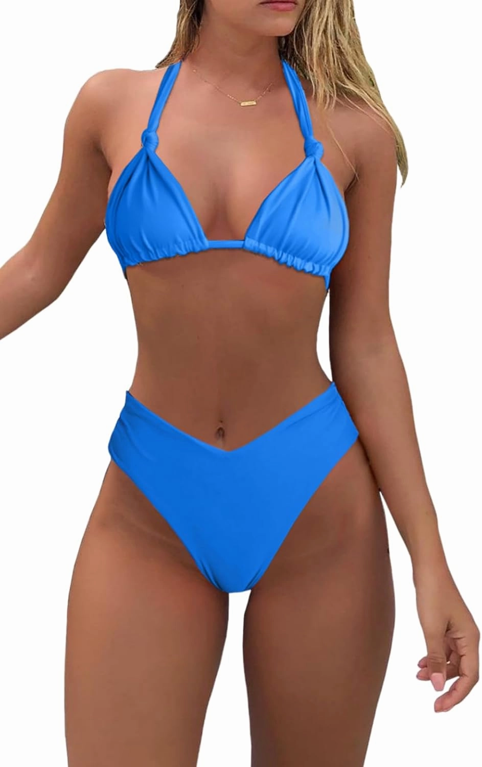 Bikini Sets for Women Sexy Halter Triangle String Bikini Cheeky V Cut High Waisted Thong Swimsuits 2 Piece