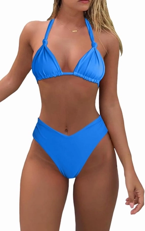 Bikini Sets for Women Sexy Halter Triangle String Bikini Cheeky V Cut High Waisted Thong Swimsuits 2 Piece