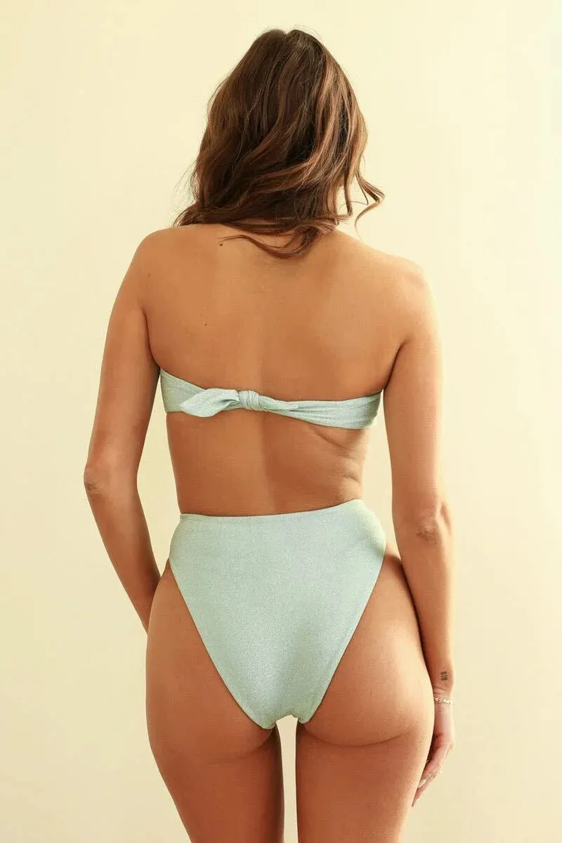 Bleached Aqua Shay Bandeau Cheeky Set
