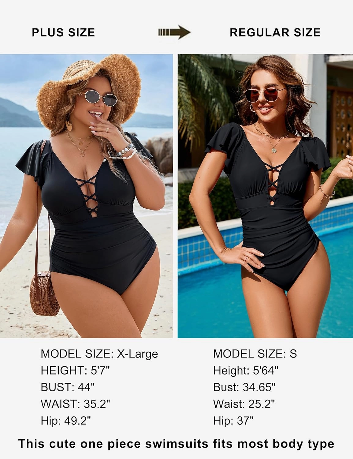 Blooming Jelly Women's Plus Size One Piece Swimsuit Tummy Control Bathing Suit Cute V Neck Maternity Swimwear
